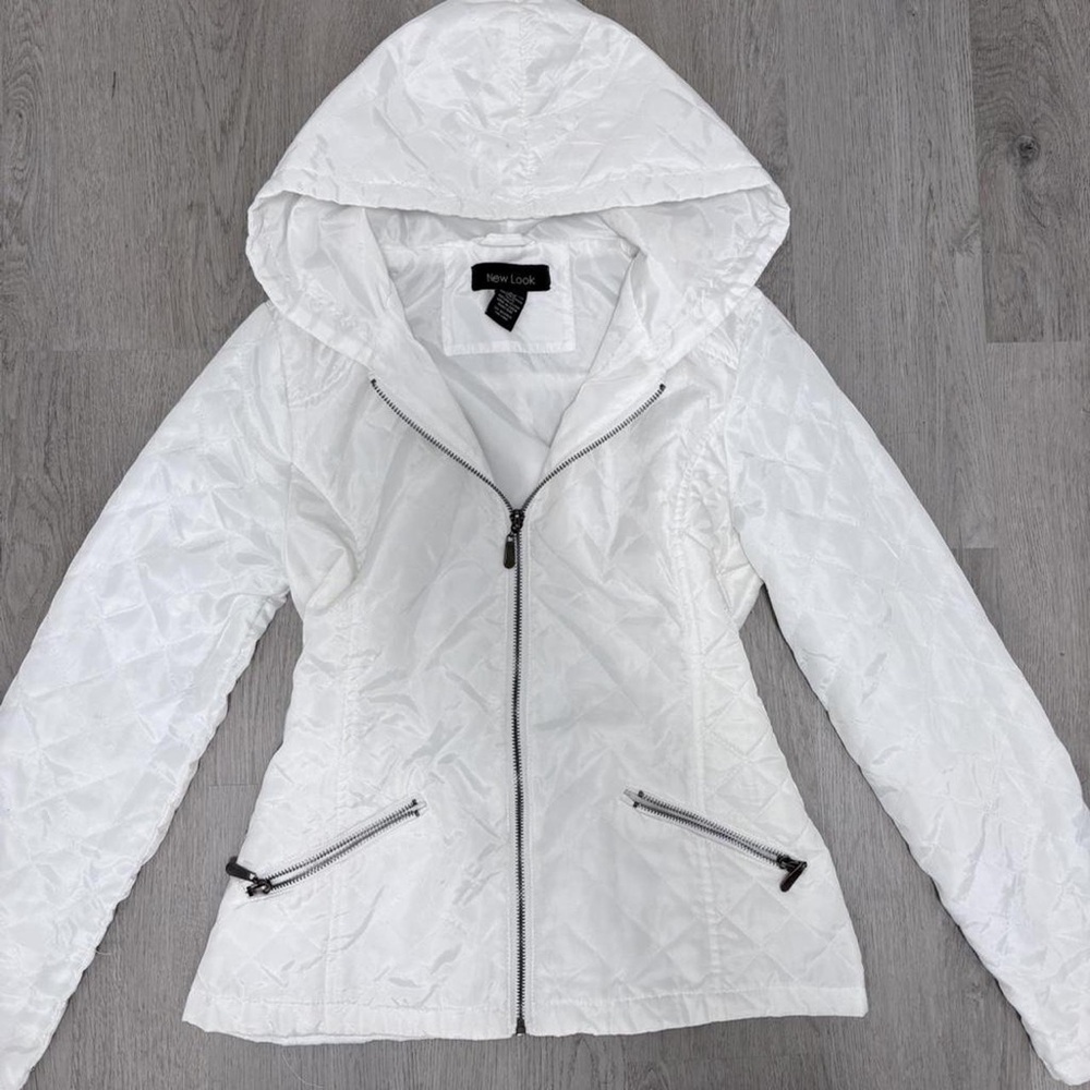 New Look Quilted White Hooded Puffer Jacket